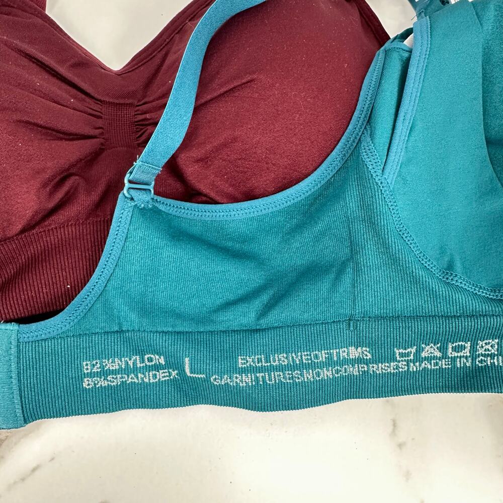 GXXGE Maternity Nursing Bra 4 pc Set Size L Black Tan Blue Burgundy Stretchy NEW - Picture 6 of 7